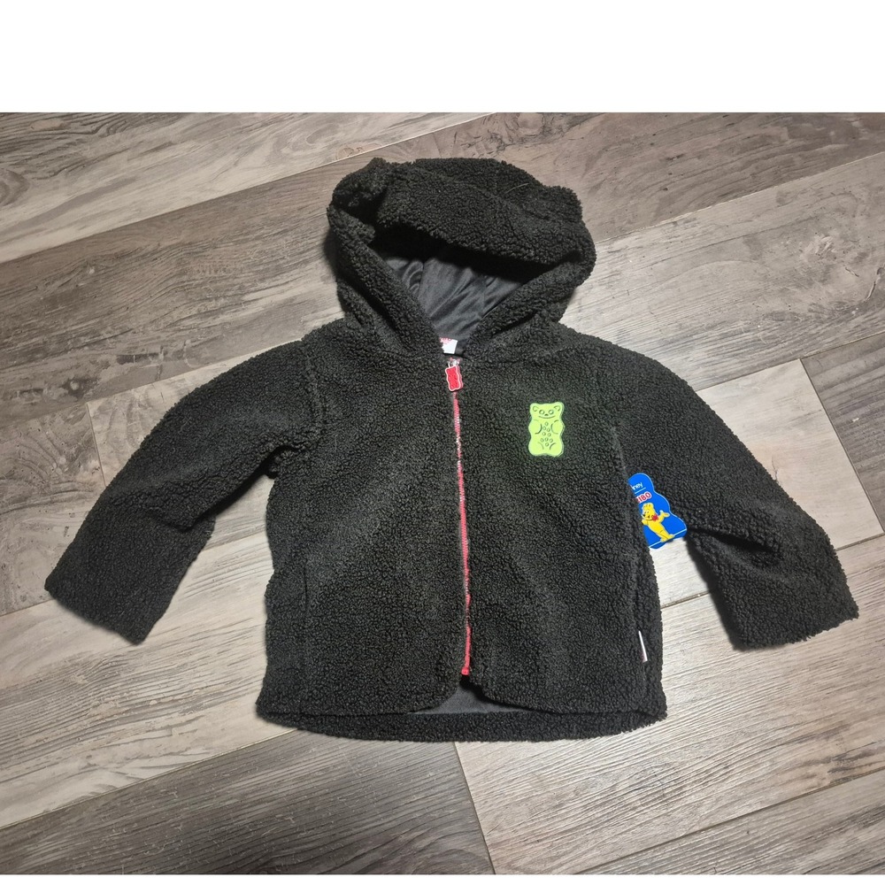 JCPenney x Haribo‎ Black Gummy Bear Ears Hooded Sherpa Jacket Toddler Size 4